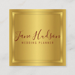Cartão De Visita Quadrado Elegante Ouro Minimalista Editável 3.5x2.5 Negócio