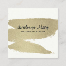 CARTÃO DE VISITA QUADRADO ELEGANTE PALE DOURADO NEGRO BRUXH STROKE CALLIGRAP