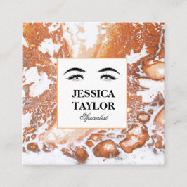 Cartão De Visita Quadrado Elegante pálpebra-pálpebra branca-coral