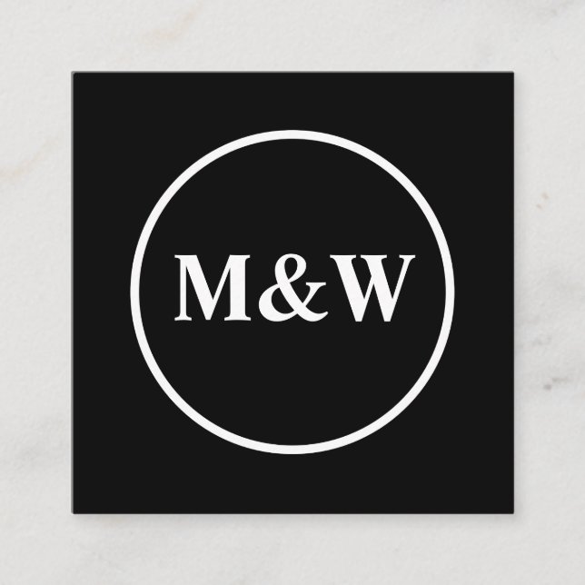 Cartão De Visita Quadrado Elegante profissional monograma (Frente)