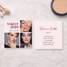 Elegante Rosa Bege Preto Script 3 Foto Maquiagem