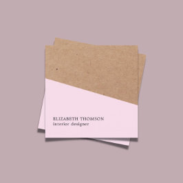 Cartão De Visita Quadrado Elegante Rosa Faux Kraft Design Geométrico Interio
