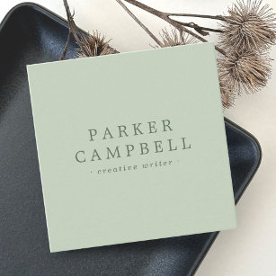 Cartão De Visita Quadrado Elegante sábio verde na moda minimalista