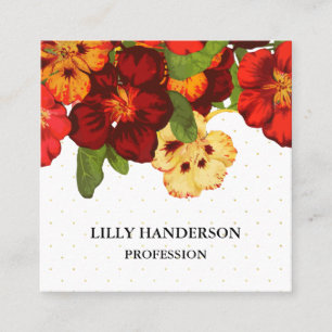 Cartão De Visita Quadrado Elegante Trendy Floral