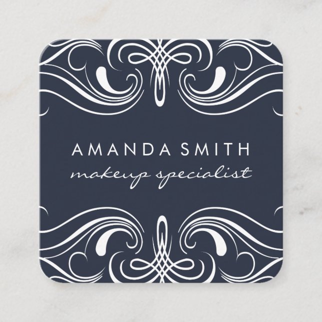 Cartão De Visita Quadrado Elementos para ricos Azul (Frente)