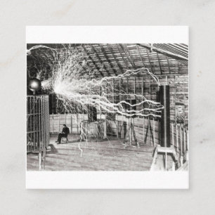 Cartão De Visita Quadrado Eletricidade Nikola Tesla