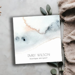 Cartão De Visita Quadrado Embalagem Dourada de Aqua Azul Elegante