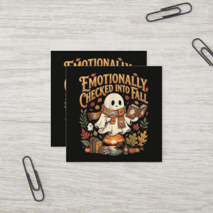 Cartão De Visita Quadrado Emocionalmente Registado no Outono de Halloween