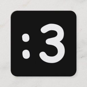 Cartão De Visita Quadrado Emoticon de Rosto de Gato :3