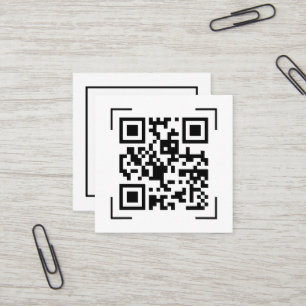 Cartão De Visita Quadrado Empresa Comercial Código QR Scan Minimalista