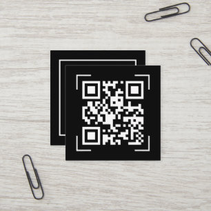 Cartão De Visita Quadrado Empresa Comercial Código QR Scan Minimalista