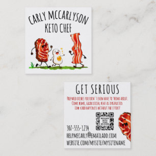 Cartão De Visita Quadrado Empresa de Serviços de Chef Particular Keto de Ovo