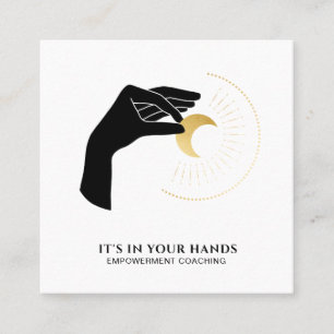 Cartão De Visita Quadrado *~* Energia Cósmica Dourada Mão Crescente Mão N