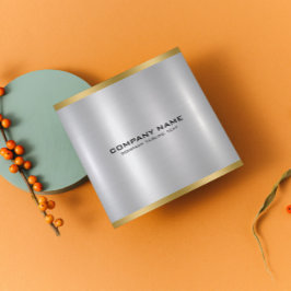 Cartão De Visita Quadrado Ênfase Dourada da Textura Metálica Minimalista