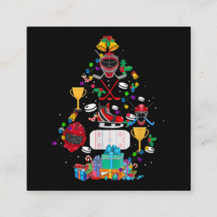 Cartão De Visita Quadrado Enfeites de natal De Hóquei Bonito Garoto Engraç