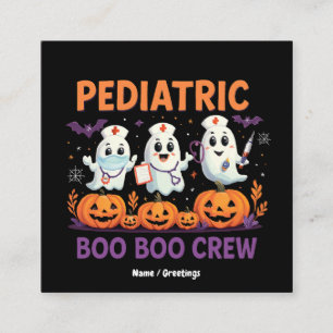 Cartão De Visita Quadrado Enfermeira do Halloween Crianças Boo Boo Crew Spoo