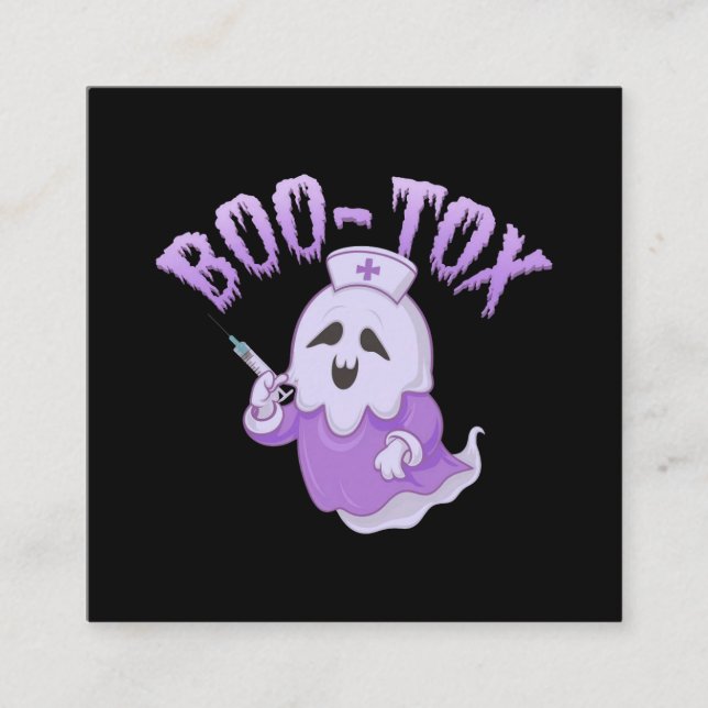 Cartão De Visita Quadrado Enfermeiro Ghost Bonito com Botox Injeção (Frente)