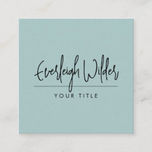 Cartão De Visita Quadrado Enfumaçado de Script Manuscrito Minimalista Azul V