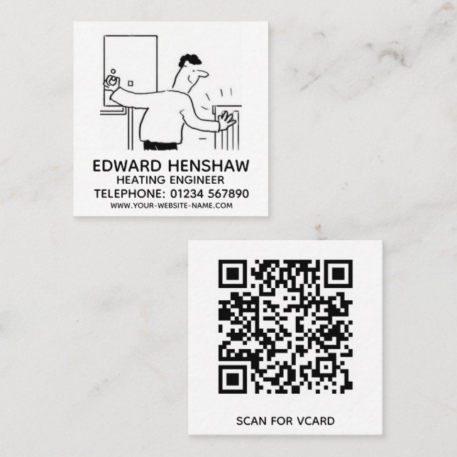 Cartão De Visita Quadrado Engenheiro de canalização e aquecimento (Frente/Verso)