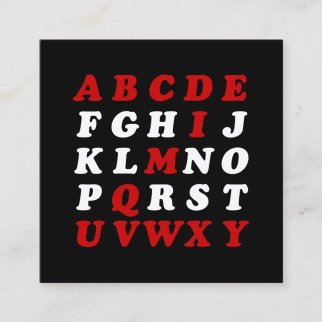 Cartão De Visita Quadrado English Alphabet (Frente)