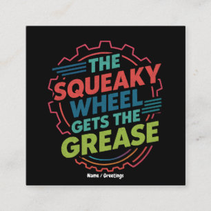 Cartão De Visita Quadrado Engraçado Roda Retro-Comboio Idiom ganha graxa