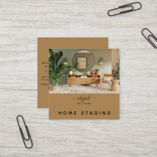 Cartão De Visita Quadrado Enscenação de Casa com Foto Personalizada