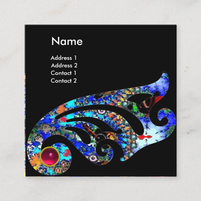 Cartão De Visita Quadrado EPHEMERAL RUBY / Beauty Salon, Spa, Makeup Artist (Frente)