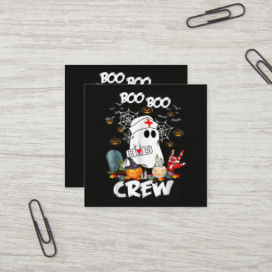 Cartão De Visita Quadrado Equipe Boo Boo Enfermeira Fantasma Halloween Assus