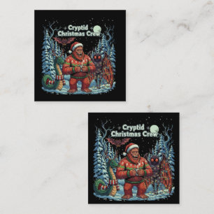 Cartão De Visita Quadrado Equipe Divertida de Cryptids de Natal   Pé Grande,