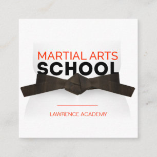 Cartão De Visita Quadrado Escola de Artes Marciais / Karate dojo