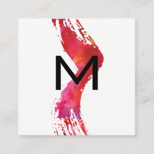 Cartão De Visita Quadrado Escova da aguarela do monograma