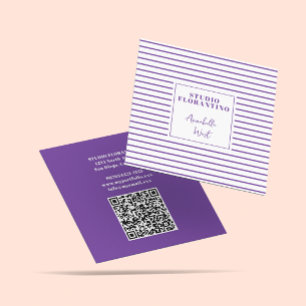 Cartão De Visita Quadrado Escuros Roxos Modernos com Código QR