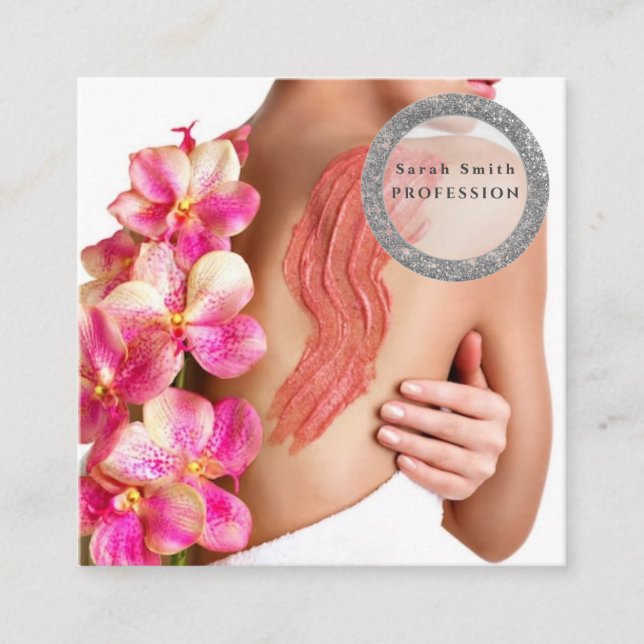 Cartão De Visita Quadrado Esfregaço cosmético de pele feminina (Frente)