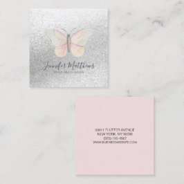 Cartão De Visita Quadrado Esmagamento da Brilhante da Borboleta Elegante