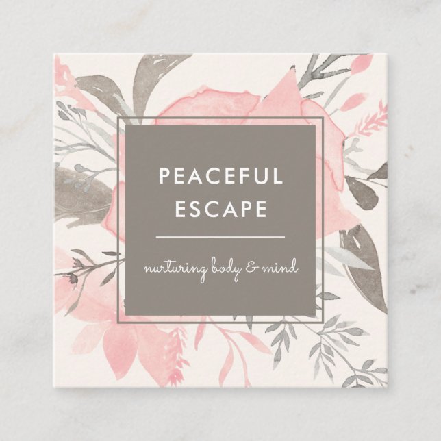 Cartão De Visita Quadrado Esmagamento e torneira de aquarela Elegante | com  (Frente)