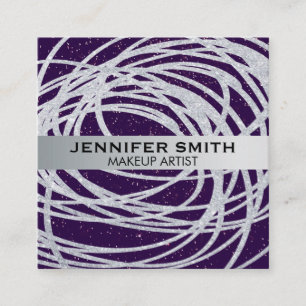 Cartão De Visita Quadrado Especkles de Brilho Roxo  Escritório De Lâmpada 