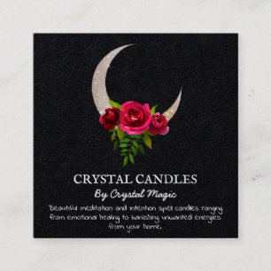Cartão De Visita Quadrado Espelho de Intenção de Velas de Cristal do Cresc