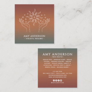 Cartão De Visita Quadrado Espiritual/Alternativo Bem-Estar Curando Celestial