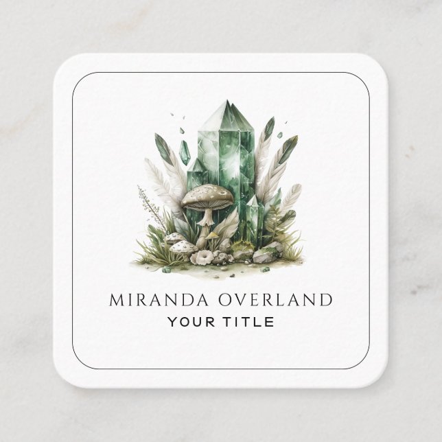 Cartão De Visita Quadrado Espiritual do Crystal Energy Healer (Frente)