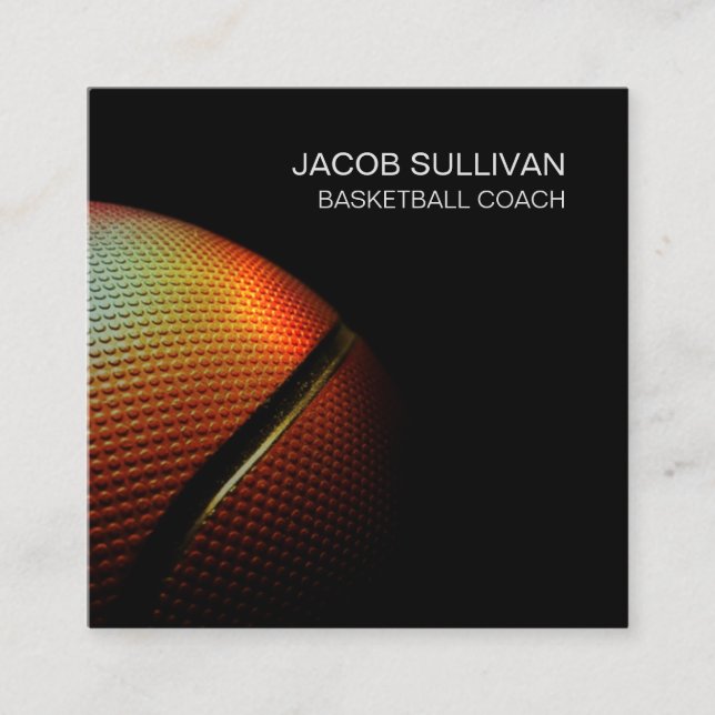 Cartão De Visita Quadrado Esportes Profissionais de Escuta de Treinador de B (Frente)