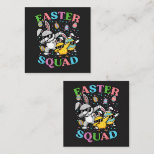 Cartão De Visita Quadrado Esquadrão de Páscoa Coelho Ovo Frango Dab Equipe C