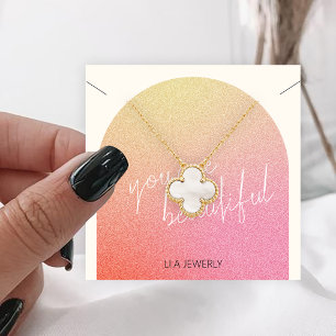 Cartão De Visita Quadrado Esquadrão Rosa Cinzento de Colar Judaico com Glitt