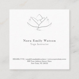 Cartão De Visita Quadrado Esquadrão Simples Elegante Branco e Cinza Flor de