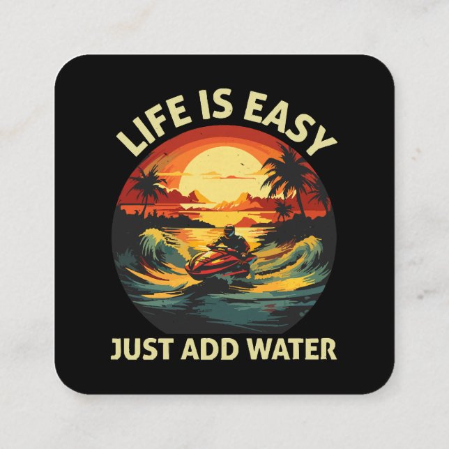 Cartão De Visita Quadrado Esquiador de esqui de jato clássico (Verso)