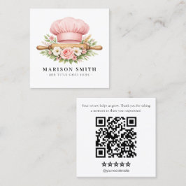Cartão De Visita Quadrado Essenciais de Confeitaria Blush Chef 