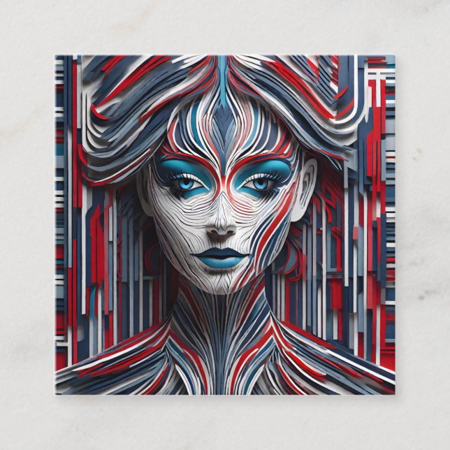 Cartão De Visita Quadrado Esta é uma imagem 3d atraente de uma jovem mulher  (Frente)