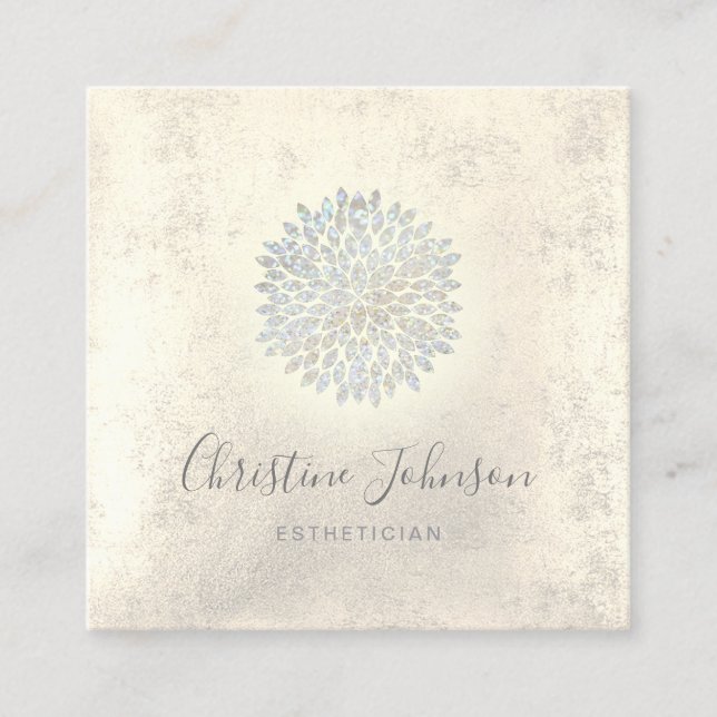 Cartão De Visita Quadrado estética faux glitter dahlia (Frente)