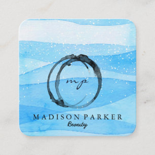 Cartão De Visita Quadrado Estilista de Beleza do Abstrato de Champanhe Elega