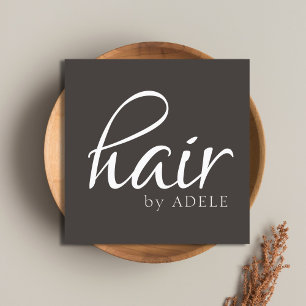 Cartão De Visita Quadrado Estilista de Cabelo Minimal Cinza Branco