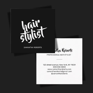 Cartão De Visita Quadrado Estilista de cabelo moderno roteiro minimalista pr